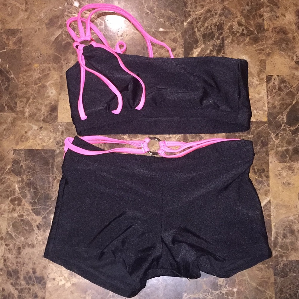 Black and Coral 2 piece Dance outfit